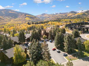 Drone / aerial view of a mountain backdrop