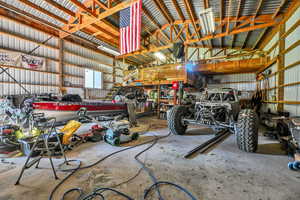 Garage with metal wall