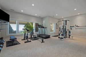 Workout area with recessed lighting