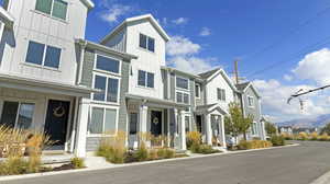 Modern inspired farmhouse featuring board and batten siding and a residential view