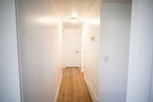 Hall featuring baseboards and light wood finished floors