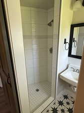 Bathroom with a shower stall