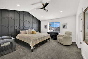 Large Primary bathroom featuring a beatiful dark accent wall.