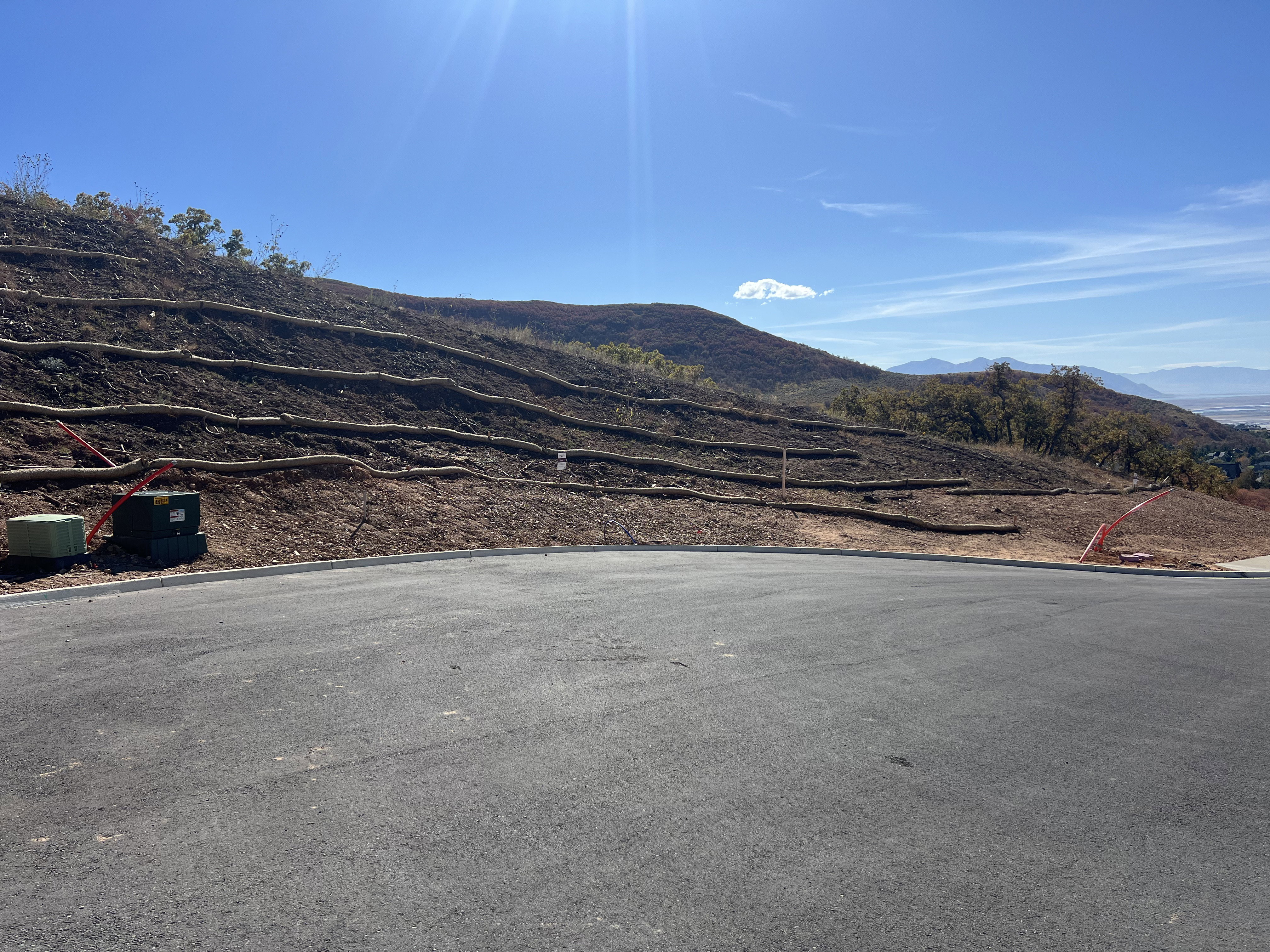 View from the street looking South at lot 1404.