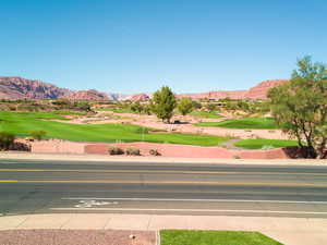 View of mountain backdrop with a golf club
