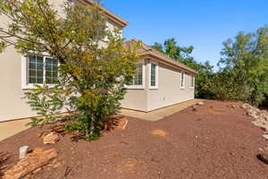 View of home's exterior with stucco siding