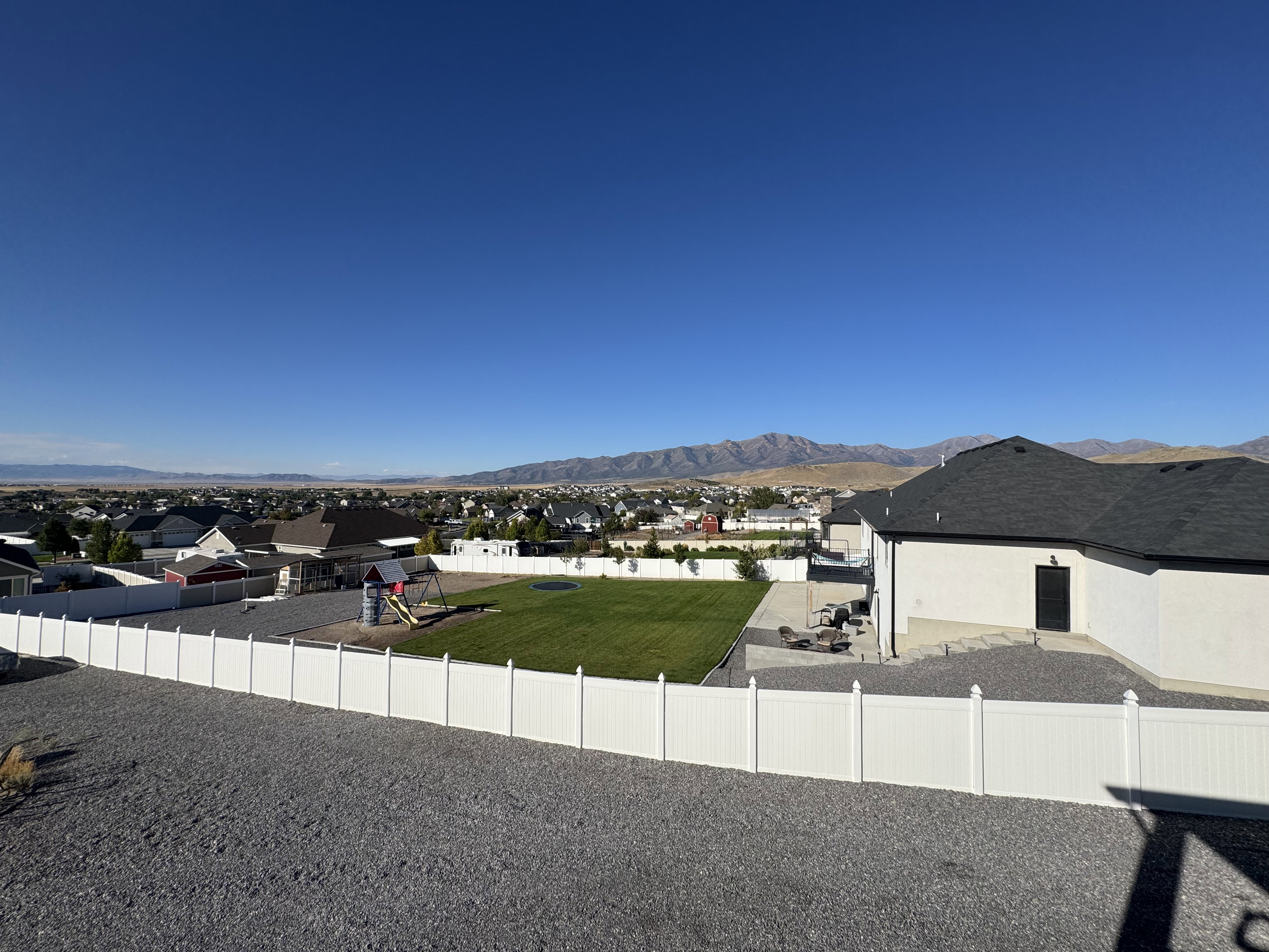 View of mountain background with nearby suburban area