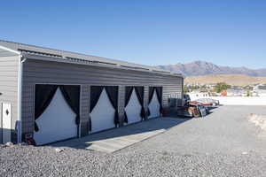 Garage with a mountain view