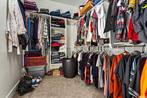 Spacious closet with carpet floors