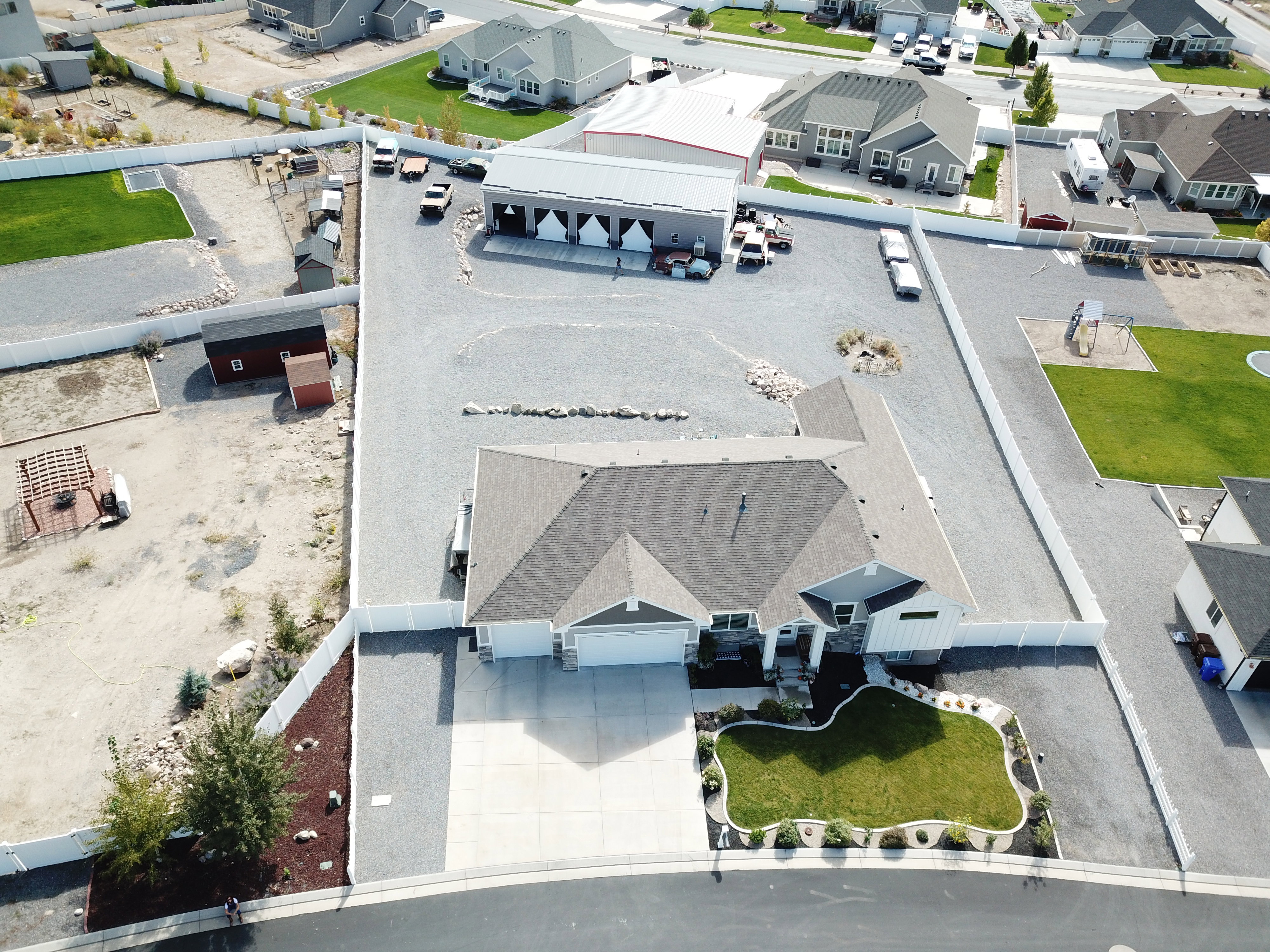 Aerial view of residential area
