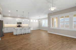 Great room, kitchen, dining