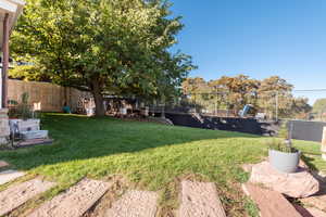 View of fenced backyard