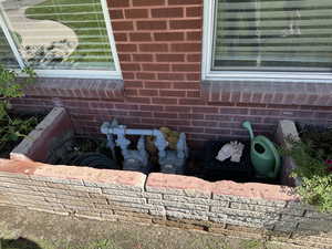 Exterior view of brick siding and gas meter