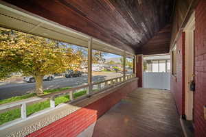 Porch featuring a residential view