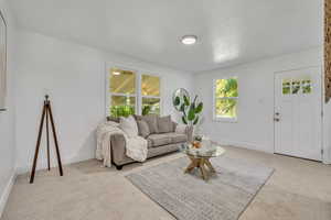 Living room with carpet flooring
