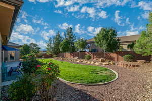 View of fenced backyard