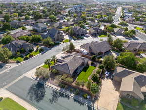 Aerial perspective of suburban area