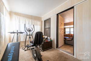 Workout room with carpet floors