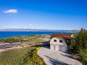 Water view with a mountainous background