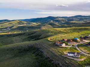 Aerial view of a mountain backdrop