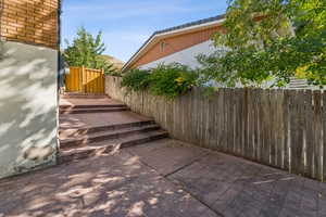 View of fenced backyard