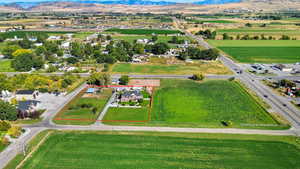View of rural area featuring property boundaries highlighted and a mountain backdrop