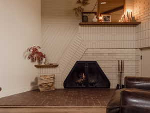 Detailed view of wood finished floors and baseboards