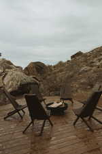 Wooden deck featuring a mountain view