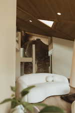 Detailed view of wooden ceiling