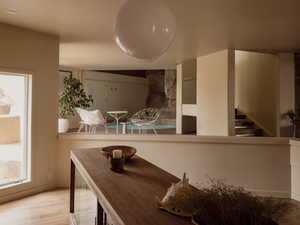 Dining area featuring light wood-style flooring
