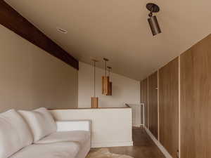 Corridor with wood finished floors