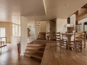 Stairs with wood finished floors