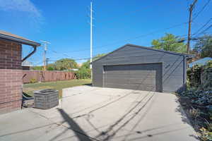 View of detached garage