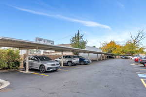View of covered parking lot