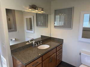 bathroom with toilet and vanity