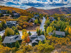Aerial view of a mountain backdrop