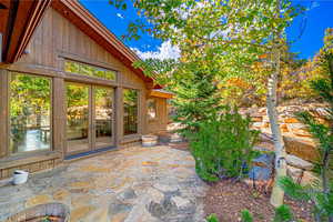 View of patio featuring french doors