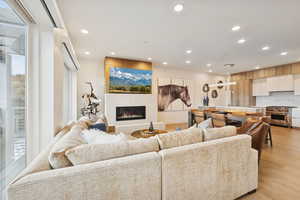 Top level - living, kitchen and dining.