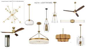 Detailed view of ceiling fan and a chandelier