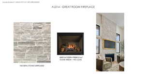 Detailed view of a fireplace and wood finished floors