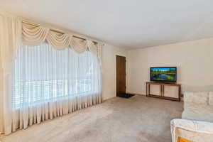 View of carpeted living area