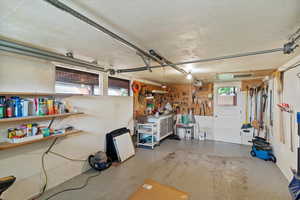Garage with a workshop area