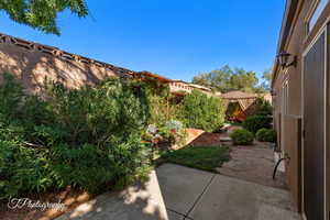Fenced backyard featuring a patio area