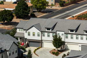 Aerial perspective of suburban area