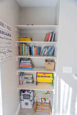 Detailed view of built in shelving