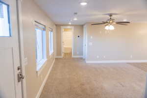 Basement apartment entry and living area.