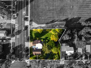 Aerial view of property's location featuring property boundaries highlighted