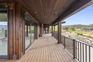 Wooden terrace with a mountain view