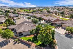 Aerial perspective of suburban area featuring mountains