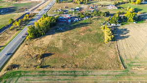 Aerial overview of property's location with rural landscape